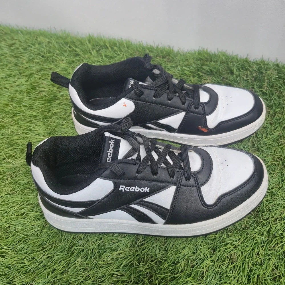 Reebok Royal Complete Kids Size 4 Black White Colorblock Low‎ Top Sneakers